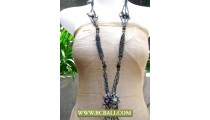 Fancy Layered Necklace Beading with Stone Pendant